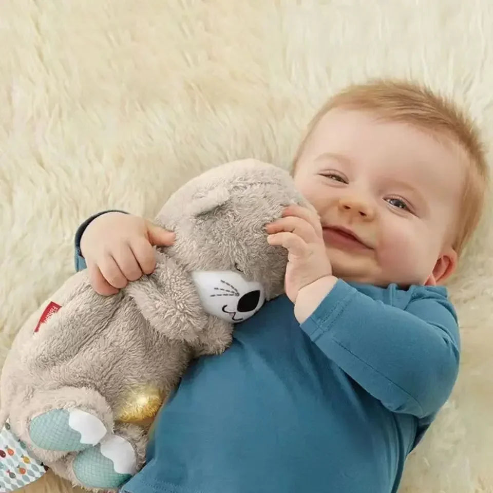 Peluche que calma y  respira, compañero para dormir, muñeco de peluche con sonido y luz nutria, koala y conejo